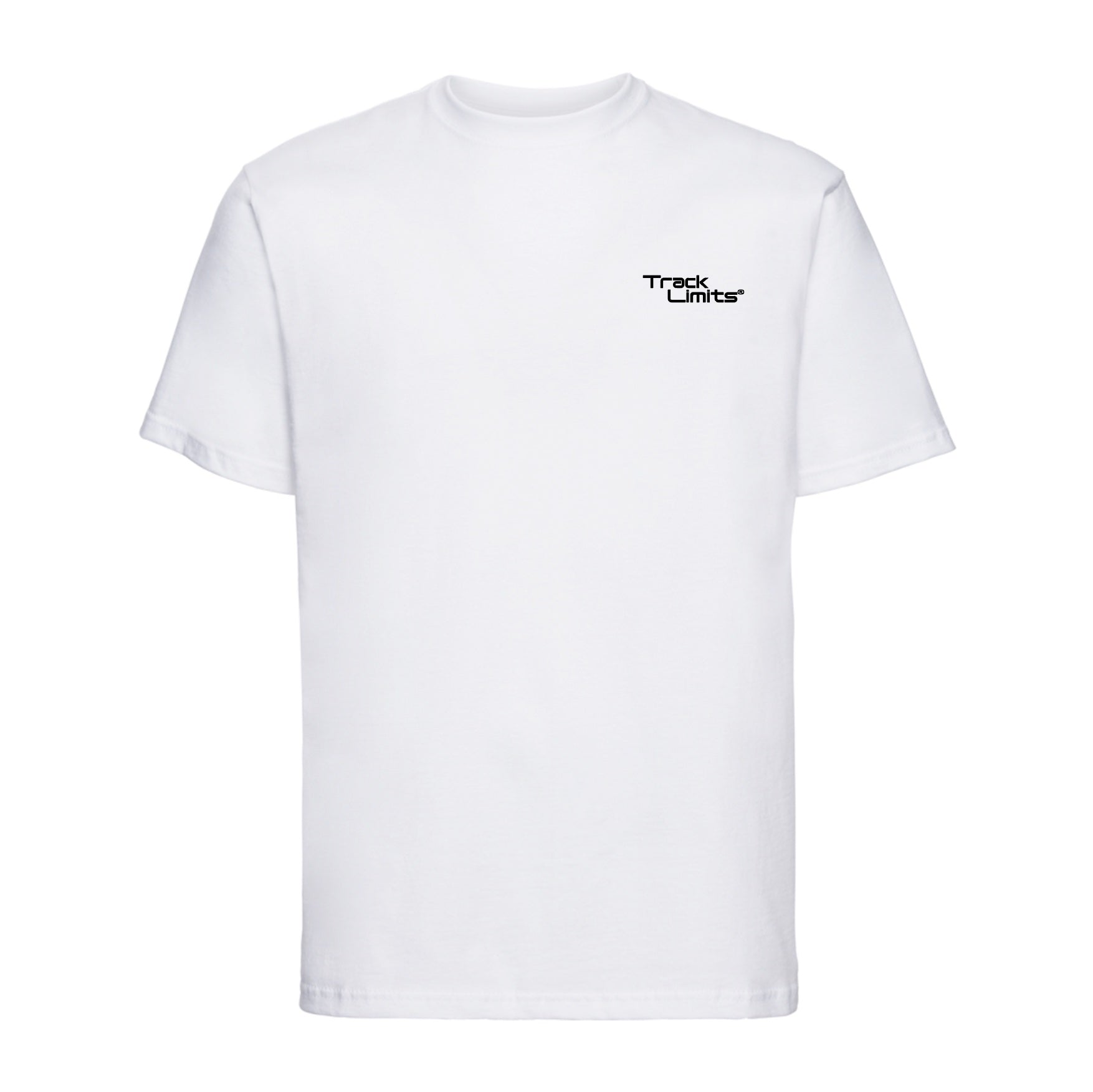 Track Limits T Shirt in white. On back all 2024 F1 Formula One racetrack circuits with country flags and names. Front Track Limits logo to left. Formula One Fans,Track Limits,Grand Prix. F1 2024 Circuits Country Flag. Track Limits clothing brand