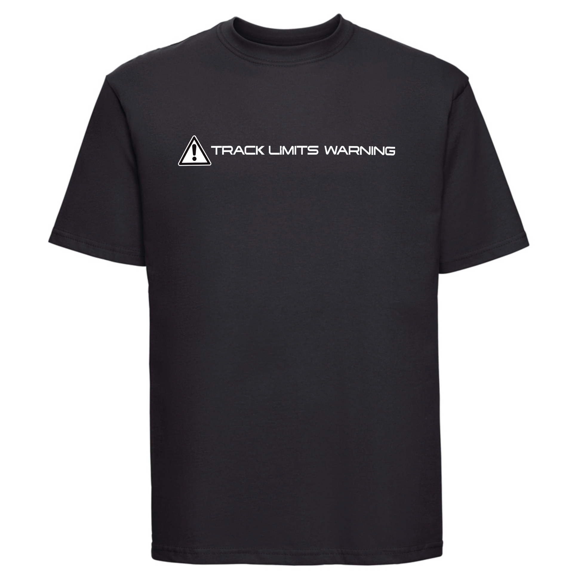 Track Limits T Shirt in Black Track Limits Warning design across the chest.  Track Limits logo to the right sleeve. Moto GP Fans Formula One Fans,Track Limits,Grand Prix. Track Limits clothing brand
